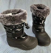 Little Girls Kamik Winter Boots-Sz 10-Black-Warm-Faux Fur-EUC