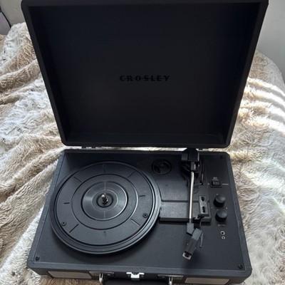 Crosley Cruiser Deluxe Black Record Player Turntable Headphone Jack Pitch Contr 