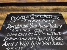 VINTAGE CHURCH PORCELAIN SIGN GOD CHRISTIAN BIBLE VERSE RELIGION LORDS PRAYER