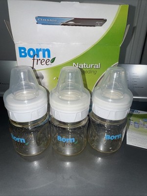 Born Free Classic Plastic Baby Bottles 5 oz Slow Flow Discontinued NOB 3-Pack