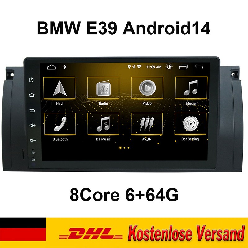 Autoradio 6+64G per BMW E39 1995-2003 DAB 9 pollici GPS CarPlay DSP RDS BT 8 core