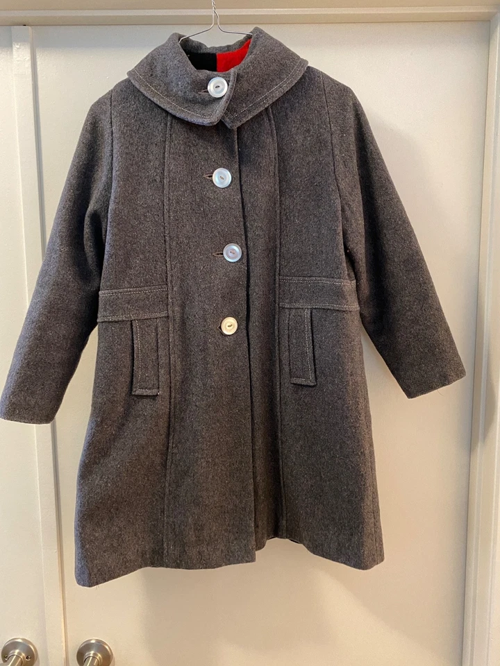 Antique Vintage 40’s Era Grey Wool Peacoat Collar Pockets - Image 3 of 4