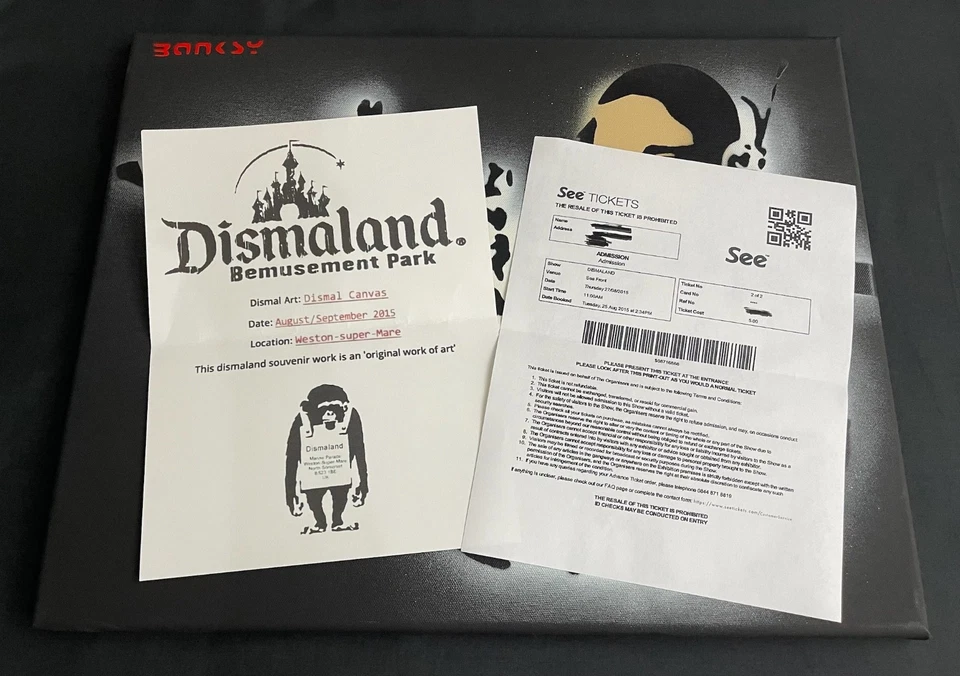 Banksy Rare Large Dismaland Painting 2015 with paperwork - Image 4 of 4