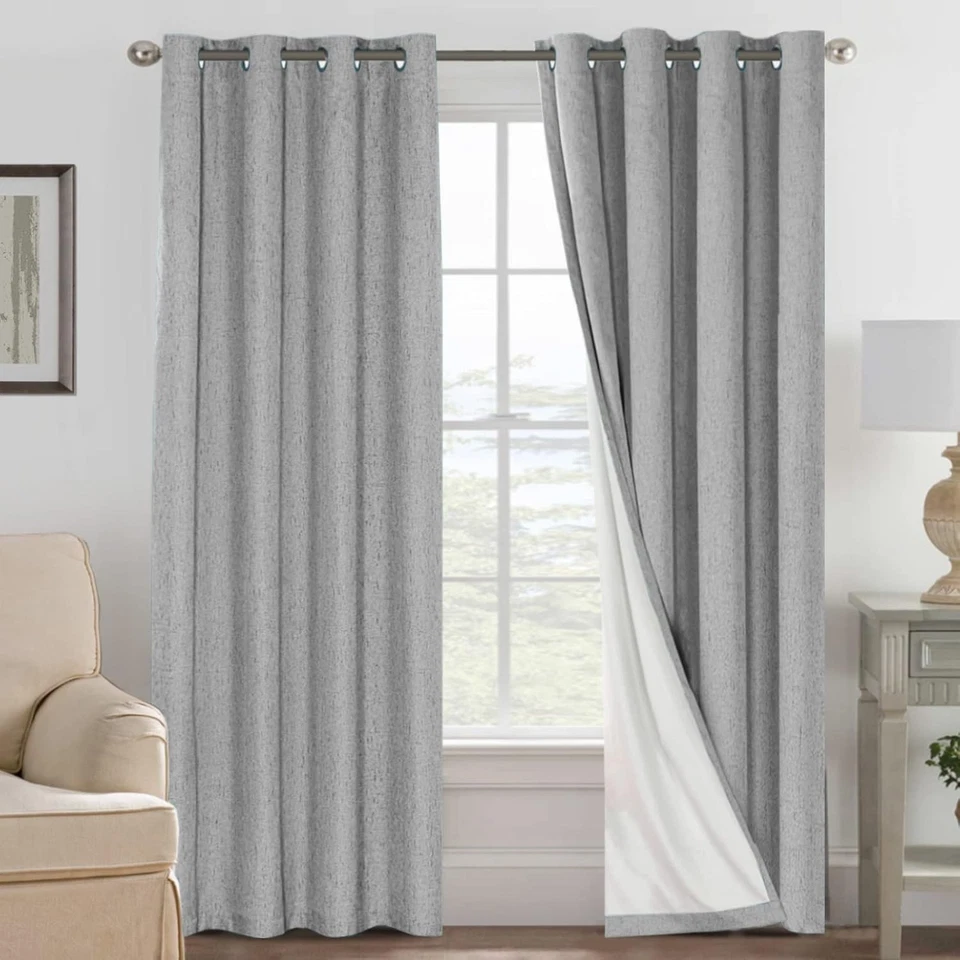 Linen Blackout Curtains 84 Inches Long, 100% Absol - Image 3 of 4