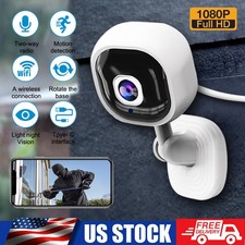 Small WiFi Camera 1080P Two-Way Talk Night Vision 128GB Indoor Black