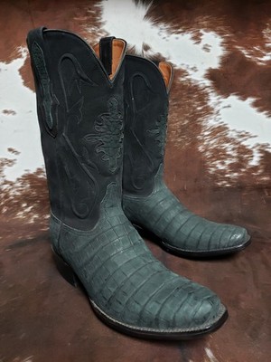 Black Jack Gray Sueded Caiman Belly  Western Cowboy Boots Mens Size 9.5 D