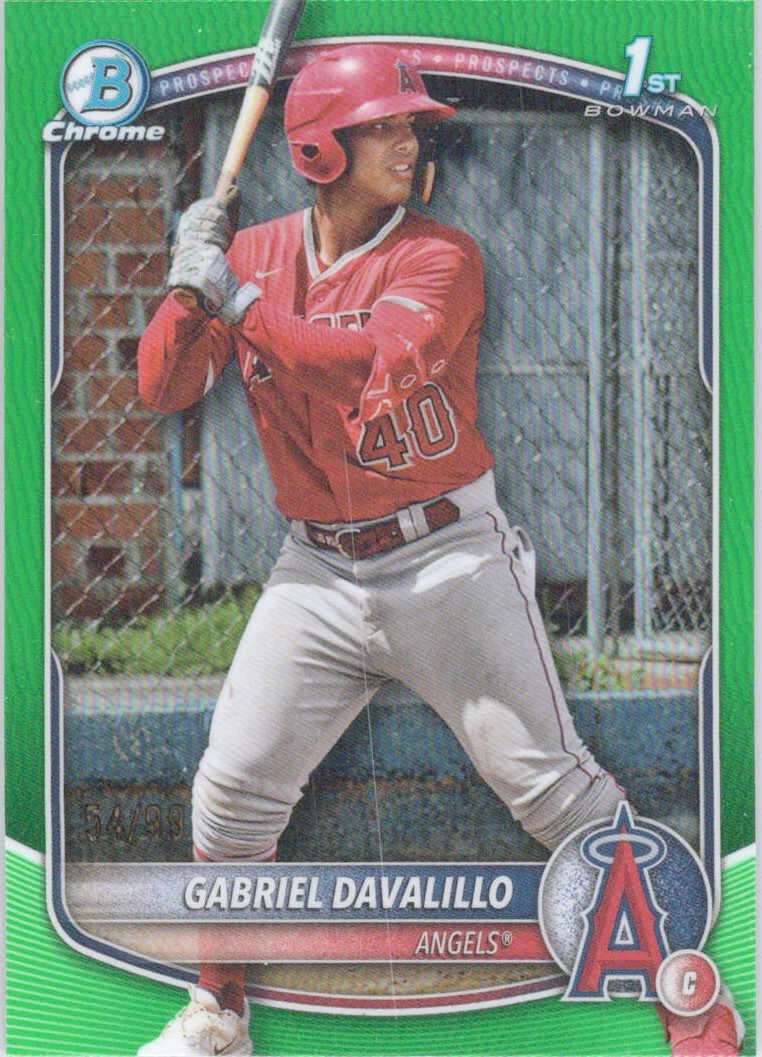 2025 BOWMAN CHROME 1ST GABRIEL DAVALILLO /99 GREEN SP LOS ANGELES ANGELS