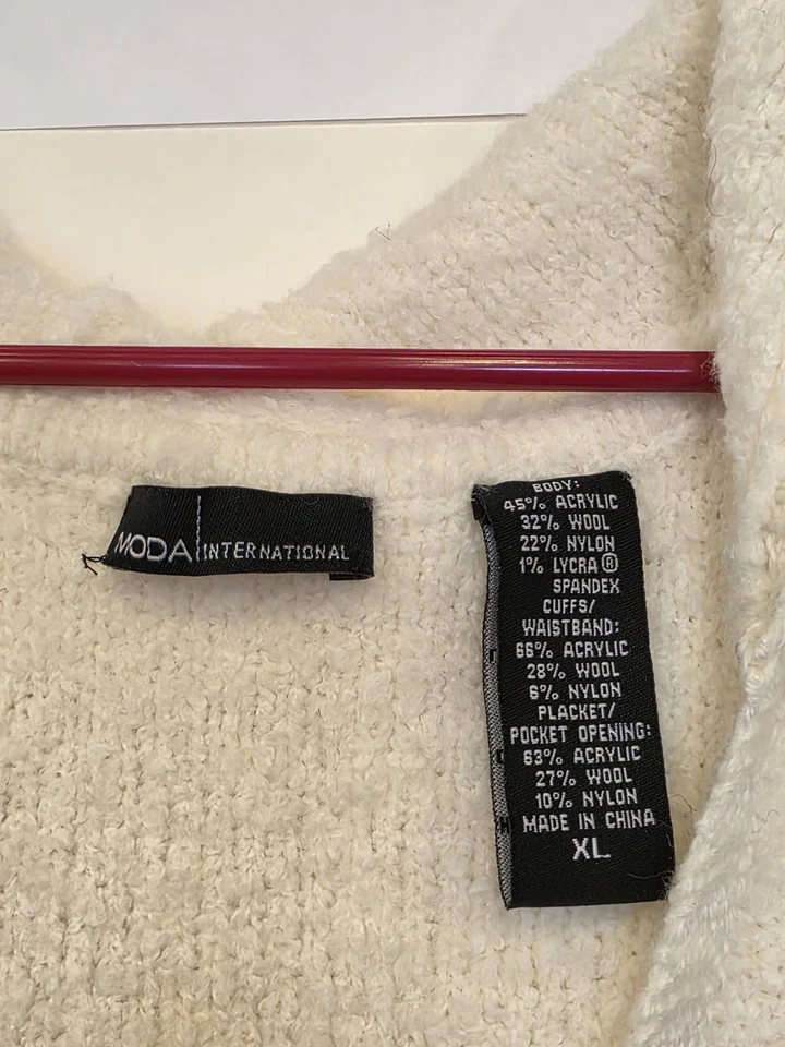 Suéter/Cárdigan Moda International Mujer Talla XL Elástico Mezcla Lana Marfil Cremallera Foto 3 de 3