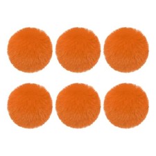 Faux Fur Pom Poms for Hats, 6 Pcs Fluffy Soft Fur Poms Balls with Orange