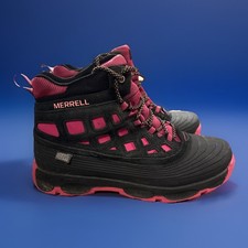 Kids Merrell Snow Boots Sz 5 M Thermo Shiver 2.0 Black Pink Suede Rubber Unisex