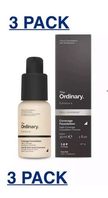 3 x The Ordinary Full Coverage VERY FAIR Foundation, Pink Undertones SHADE - 1,0P