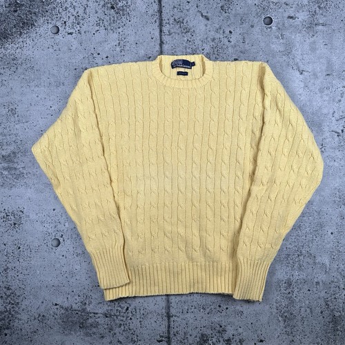 Polo Ralph Lauren Men’s 100% Cotton Cable Knit Sweater Vintage Hong Kong Yellow - Image 1