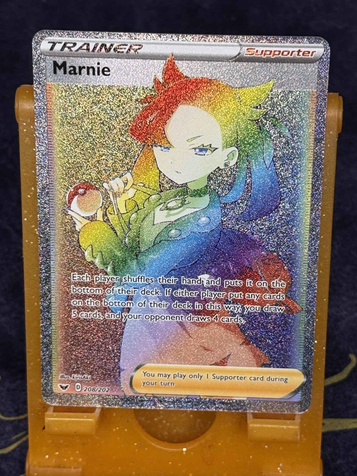 Pokémon Marnie 208/202 Rainbow Rare Trainer Sword & Shield Base English NM/M
