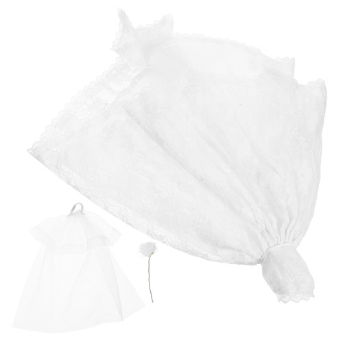 Mini Doll Wedding Dress Baby Veil with Flowers Decoration