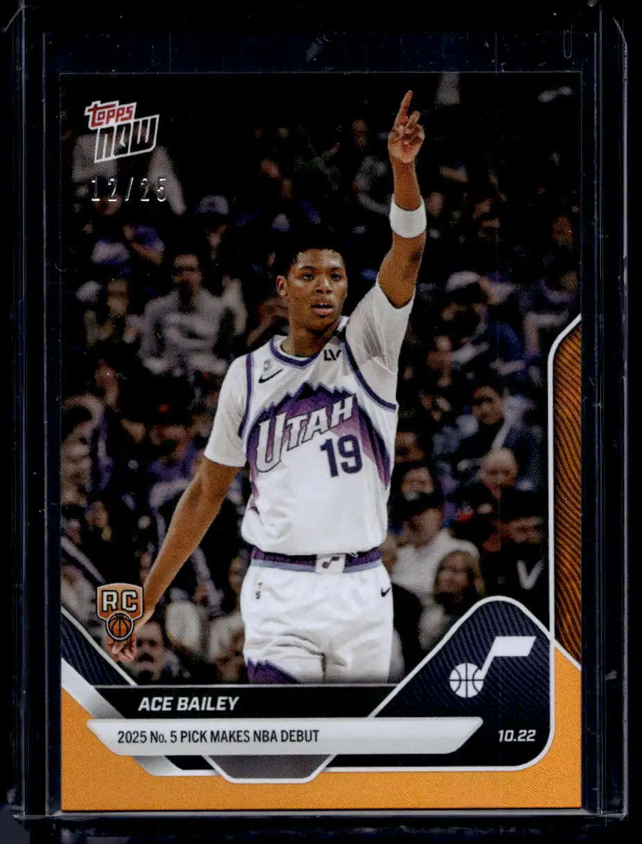 2025-26 Topps Now NBA #9 Ace Bailey Orange Foil #d /25 RC Rookie