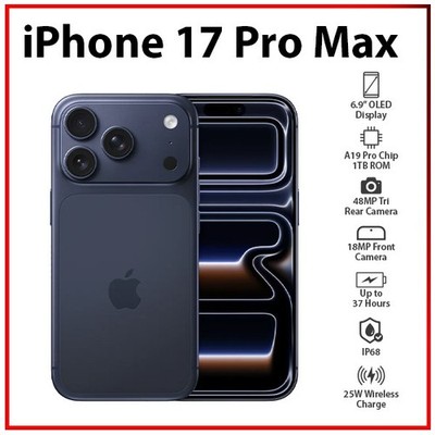Apple iPhone 17 Pro Max 12GB+1TB DEEP BLUE Dual SIM Unlocked iOS Mobile Phone