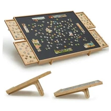 Felt Puzzle Board with 4 Drawers, Cover, 2 in 1 Puzzle Table with 1500 Pieces