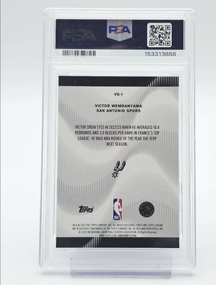 VICTOR WEMBANYAMA 2025-26 TOPPS CHROME VOICES BLACK GEOMETRIC /10 PSA 8 Q0902