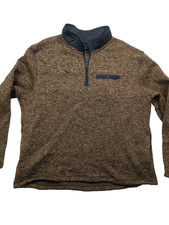 Eddie Bauer Men  s 2XL Quarter-Zip Fleece Pullover brown Polyester side pocket