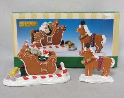LEMAX Christmas Village Sugar & Spice GINGERBREAD SANTA SLEIGH HORSE #73294 (NM)