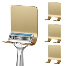Razor Holder for Shower Wall, 4 Pack Self Adhesive Shower Razor Holder, Gold