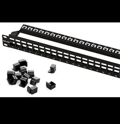 Iwillink 24 Port Blank Keystone Patch Panel with Blank Keystone Jack Inserts