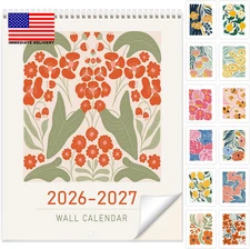 Wall Calendar 2026-2027, Vertical Calendar Wall 2026, 18-Month Aesthetic Calenda