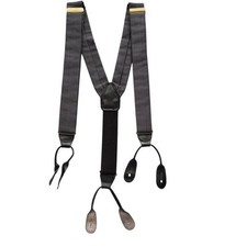 Vintage Black Gray Herringbone Chevron Suspenders CAS West Germany