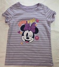 Disney Jumping Beans Minnie Mouse Purple White Striped Tee Girls Size 5
