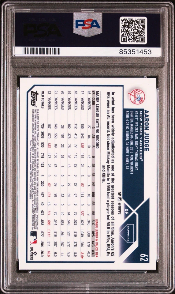 2023 Topps Chrome Sapphire Gold Aaron Judge /50 PSA 9 MINT - Image 2 of 3