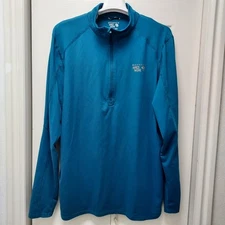 Mountain Hardwear Shirt Mens Medium Performance 1/2 Zip Base Layer Caspian Blue 