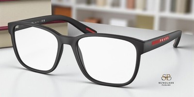 PRADA LINEA ROSSA PS 06PV DG01O1 Black Rubber Demo Lens 57 mm Men's Eyeglasses