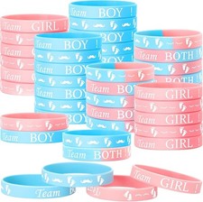 Hicarer 60 Pieces Gender Reveal Bracelets Team Boy Girl Silicone Pink