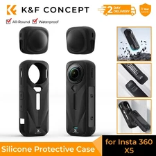 K&F Concept Black Silicone Sleeve Case for Insta360 X5 Soft Protective Case