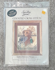 Vintage GOLDEN RETRIEVER PICTURE  COUNTED CROSS STITCH KIT by Something Special