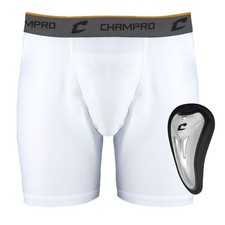 Champro Men's 4-Way Stretch C-Flex Cup Compression Boxer Shorts WR4 White Large