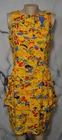 JACKIE BERNARD FOR EKLEKTIC Yellow Blue Red Black Patterned Peplum Dress 12
