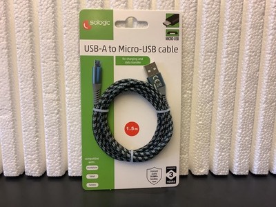 Sologic USB-A to Micro-USB Kabel 1,5m Türkis-Schwarz