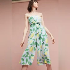 MAEVE Anthro Maxi Lemon Grove Strapless Jumpsuit Women’s 16 Romper Spring Summer