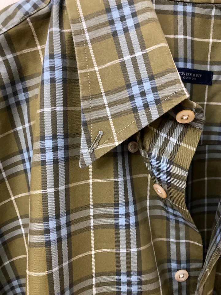 Camisa con botones verde/azul/blanco grande 16,5/42 Burberry en muy buen estado Foto 4 de 4