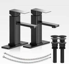 Bathroom Faucets Set with Pop Up Drain, Modern Single Handle Black Bathroom Sink