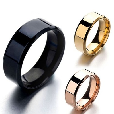 Round Shaped Smooth Surface Classic 8mm Stainless Steel Ring Engagement Ring  