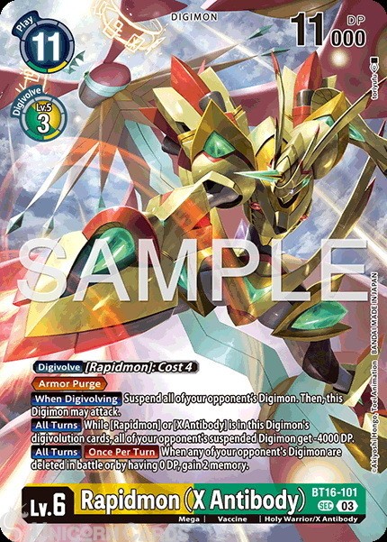 BT16-101 Rapidmon (X Antibody) : Secret Rare Alternative Art Digimon Card : LM06