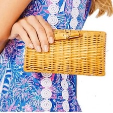 New Lilly Pulitzer Wicker Clutch Case GWP