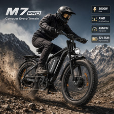 5000W Long Range Ebike 52V 25Ah Dual Motor Electric Bike 24" Fat Tires 45MPH