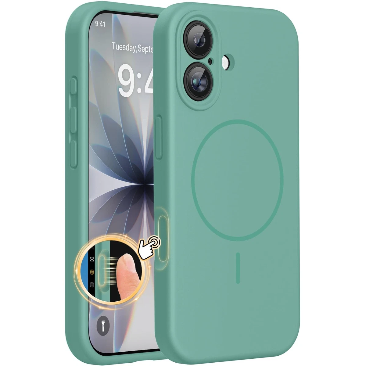 iPhone 17 MagSafe Case 3mm Shockproof Silicone – Midnight Green