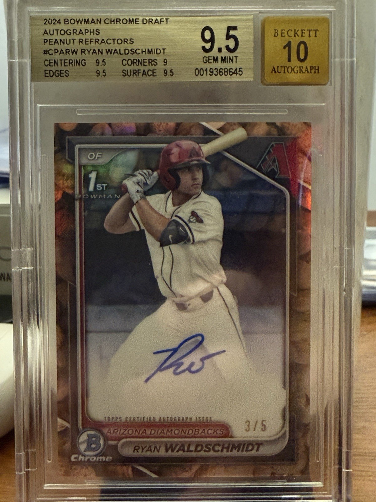 2024 Bowman Draft Ryan Waldschmidt Peanut Snack Pack Auto /5 BGS 9.5 #CPA-RW