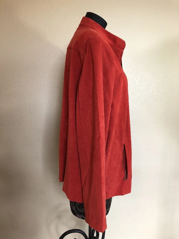 Dressbarn куртка размер 22/24 оранжевый ржавчины эластичной молнии спереди лентой воротник карманы - Изображение 2 из 4