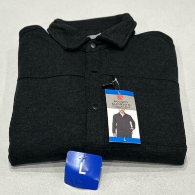 Rugged Elements Men's Sweater Fleece Over Shirt, Black, Size L