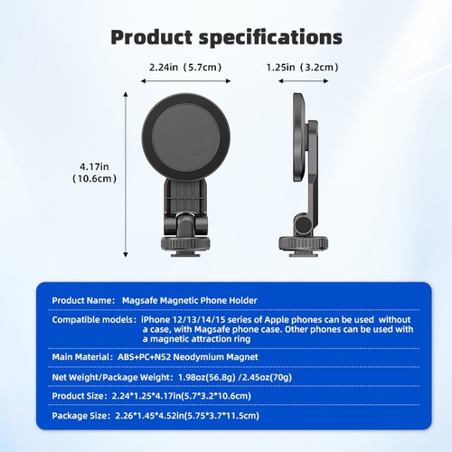 Universal Magnetic Mobile Phone Holder Multifunctional Holder for iPhone/Samsung - Photo 9 sur 11